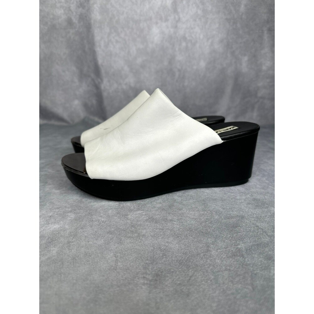Women's Karl Lagerfeld Paris Lyric White Leather Platform Wedge Sandals Size 7